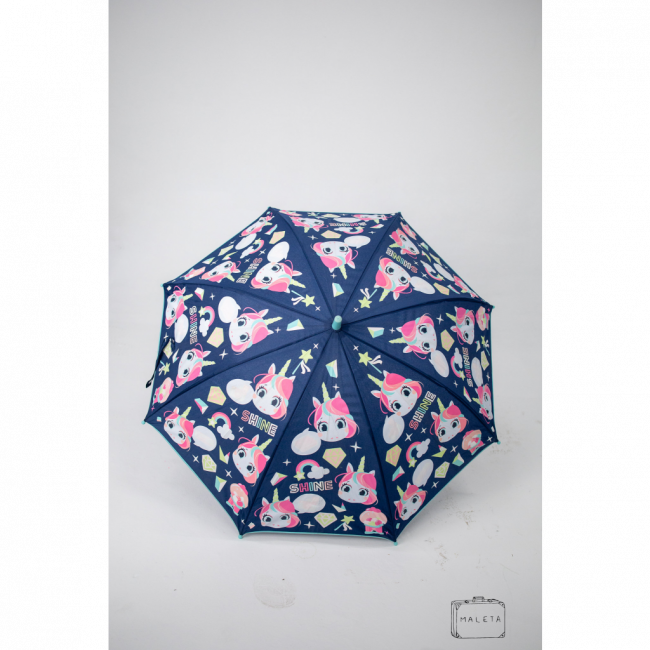 GUARDA-CHUVA AZUL COM ESTAMPA UNICÓRNIO
