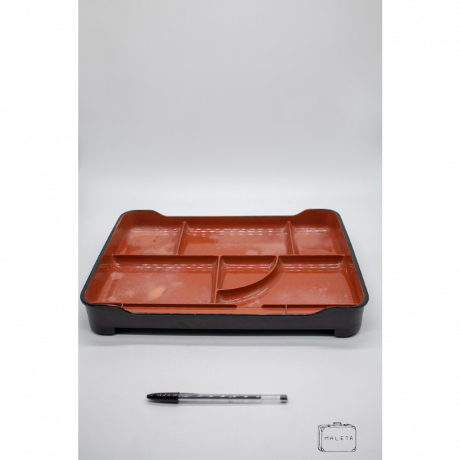 BANDEJA PARA COMIDA JAPONESA PRETO INTERIOR VERMELHO - GRANDE