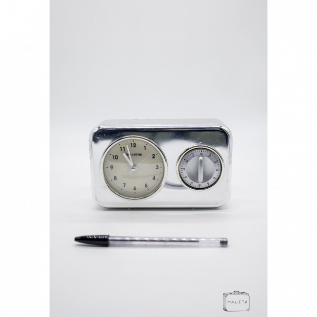 RELÓGIO COM TIMER RETANGULAR INOX