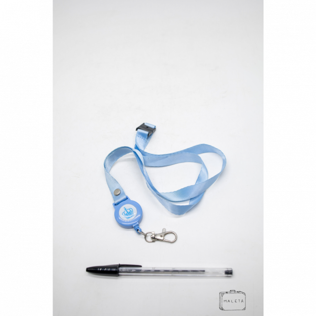 CORDÃO PARA CRACHÁ AZUL CLARO DETALHE COROA