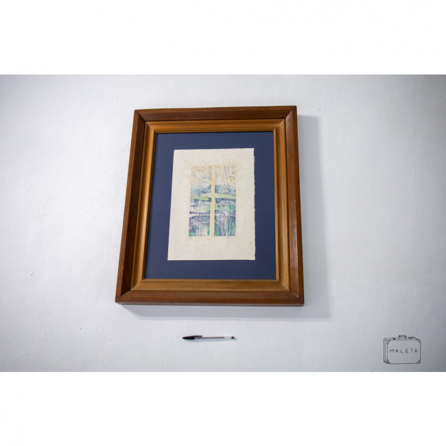 QUADRO JANELA FUNDO AZUL - 55X65