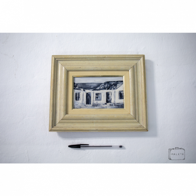 QUADRO CASA ANTIGA PRETO E BRANCO - 27X22
