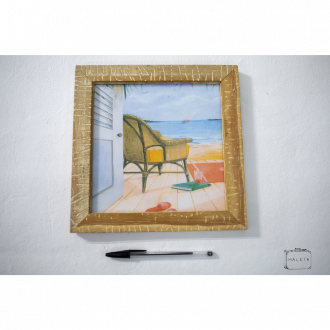 QUADRO VARANDA COM VISTA PARA PRAIA - 25X25