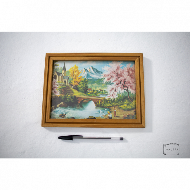 QUADRO FLORESTA COM CASA - 24X18
