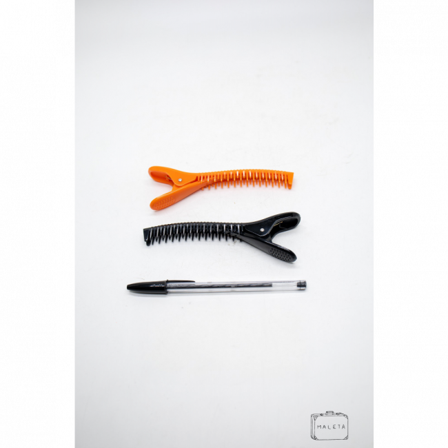 PRESILHA BICO DE PATO LARANJA E PRETO - LS