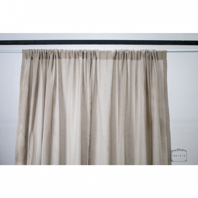 CORTINA QUADRADINHO CINZA - 1,35X1,50