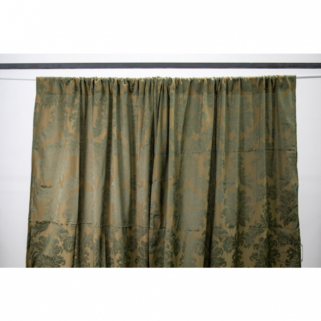 CORTINA VERDE MUSGO ESTAMPA EM VELUDO - 1,30X3,60