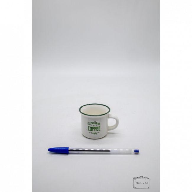 XÍCARA CERÂMICA BRANCA COFFEE DETALHES VERDE