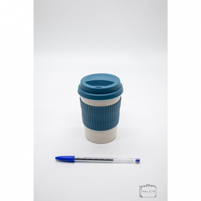 COPO CAFÉ TÉRMICO PLÁSTICO DETALHES SILICONE AZUL