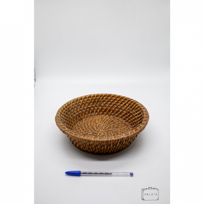 CESTA MADEIRINHA REDONDA MARROM ESCURA