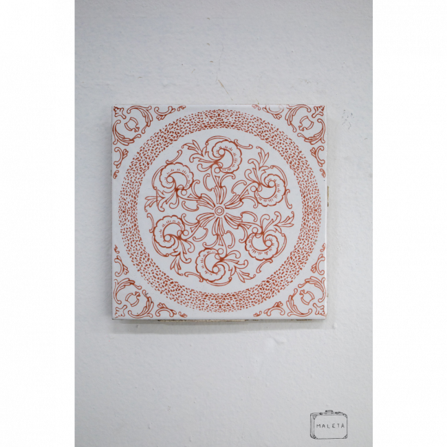 AZULEJO DECORATIVO BRANCO DESENHOS VERMELHOS 15X15