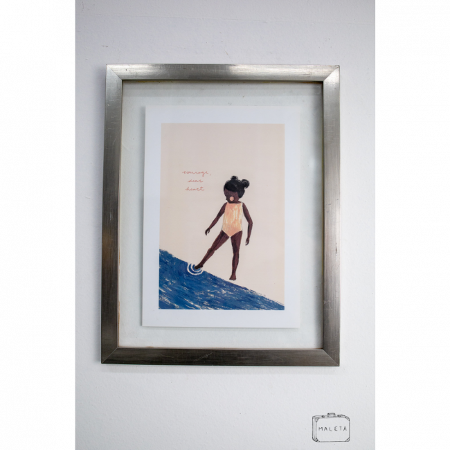 QUADRO MENINA BRINCANDO NA BEIRA DO MAR - 40X32