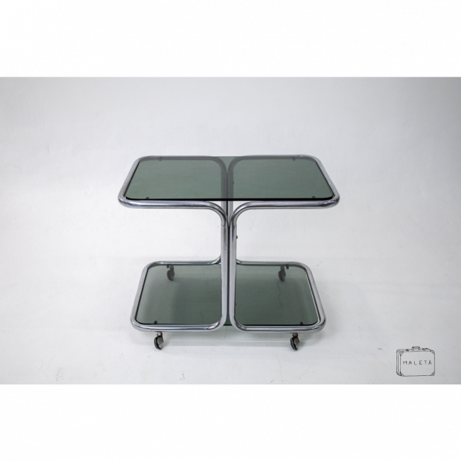MESA DE CENTRO METAL VIDRO FUMÊ - L0,73XP0,49XA0,58