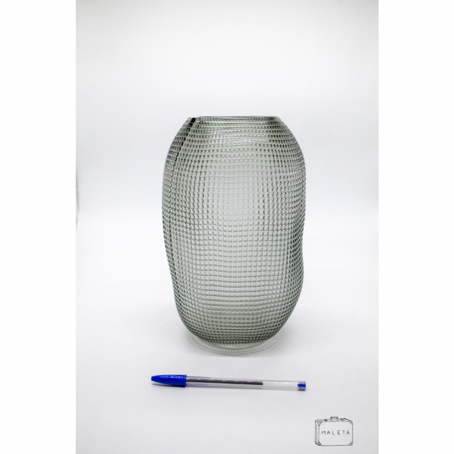 VASO VIDRO TEXTURA QUADRADINHOS ORGÂNICO FUMÊ