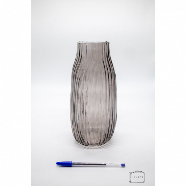VASO VIDRO TEXTURA LISTRAS ORGÂNICO FUMÊ
