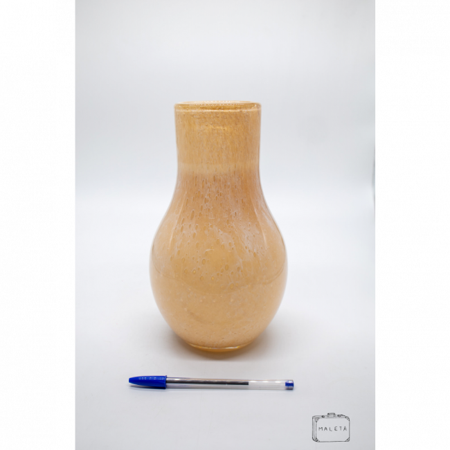 VASO VIDRO CABAÇA CREME DETALHES BRANCOS