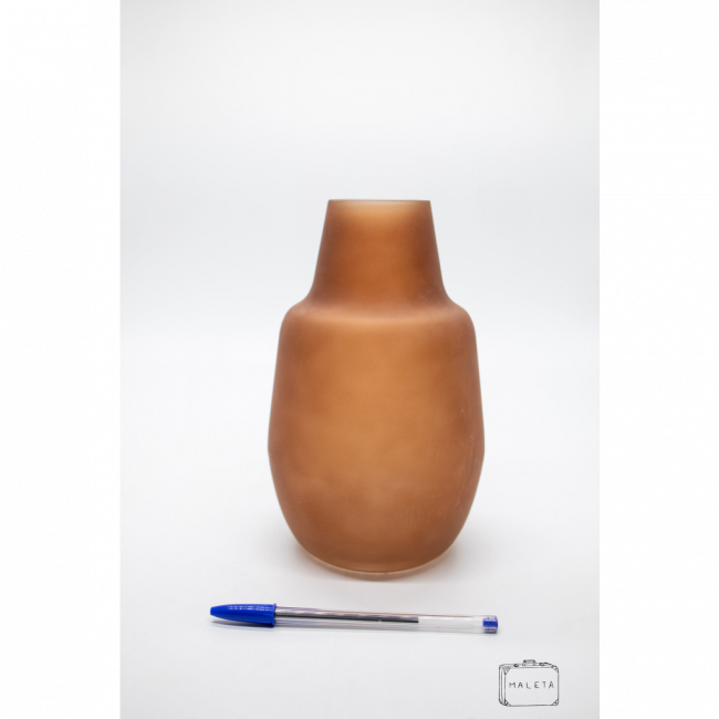 VASO VIDRO MARROM JATEADO