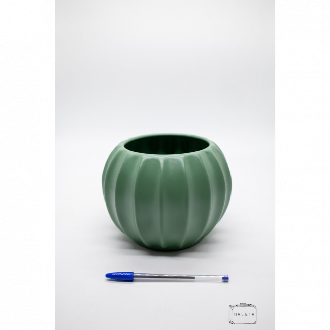 VASO CERÂMICA BOLA TEXTURADA VERDE