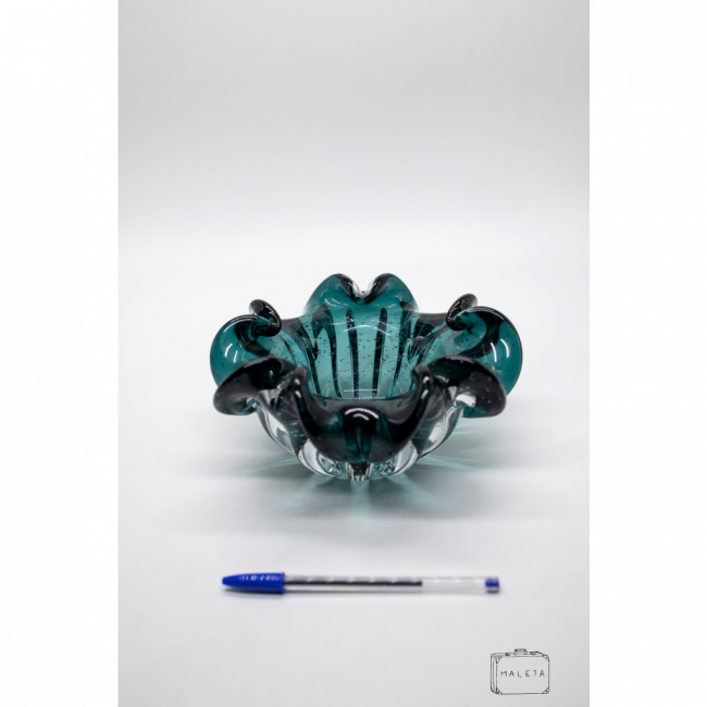 VASO MURANO VERDE BORDA PRETA