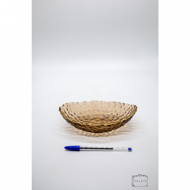 BOWL CRYSTAL BROWN MARTELADO BORDA DOURADA