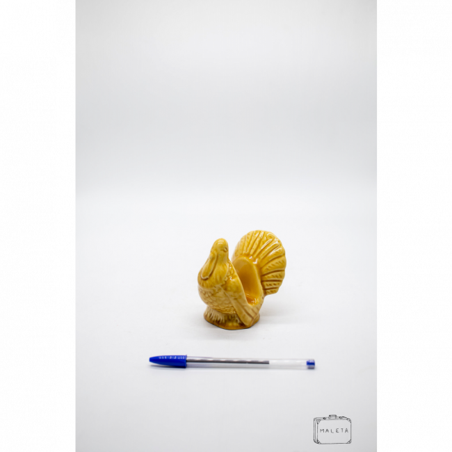 PORTA GUARDANAPO DE PAPEL CERÂMICA PAVÃO AMARELO