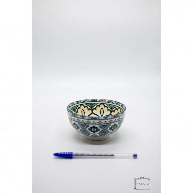 BOWL CERÂMICA BRANCO ESTAMPA VERDE MÉDIO