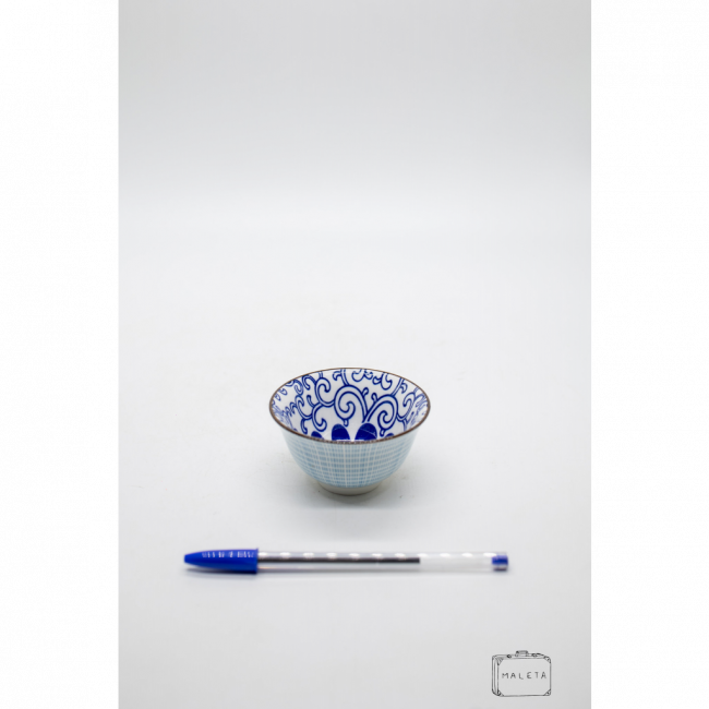 BOWL CERÂMICA INTERIOR ESTAMPA AZUL E BRANCO