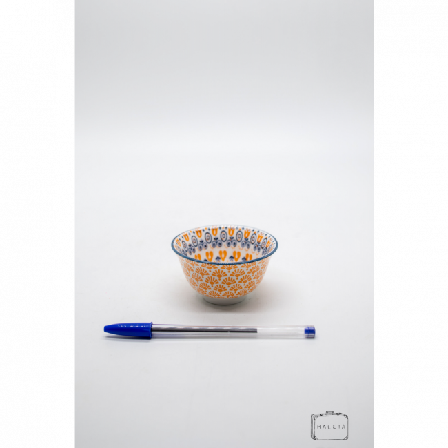 BOWL CERÂMICA INTERIOR ESTAMPA LARANJA E AZUL 
