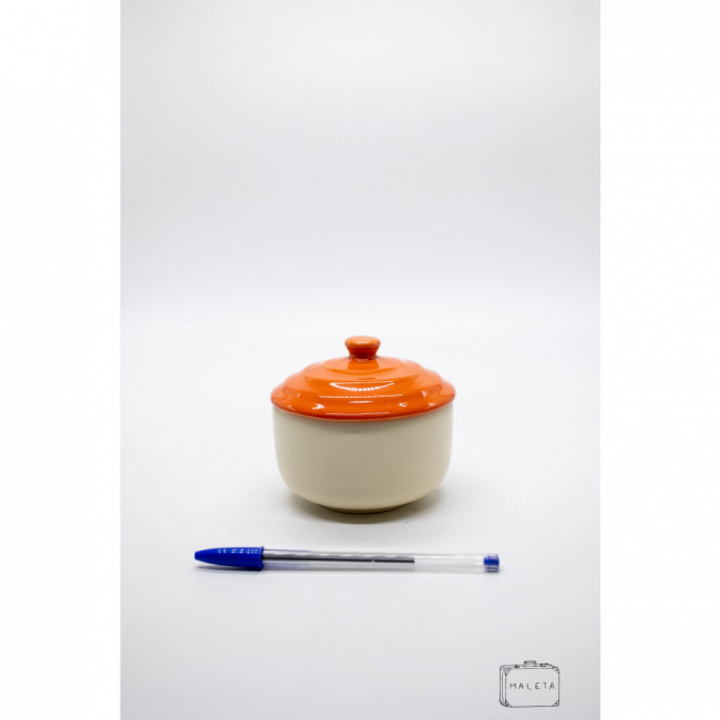 PANELA CERÂMICA OFF WHITE TAMPA LARANJA