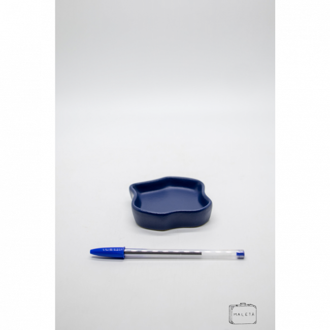 BANDEJA CERÂMICA AZUL ORGÂNICA PEQUENO