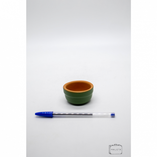 MINI BOWL CERÂMICA VERDE INTERIOR LARANJA