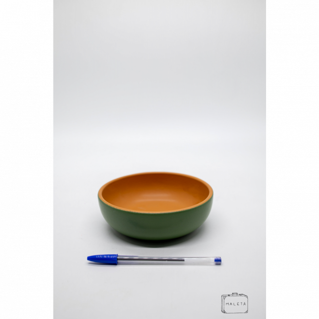 BOWL CERÂMICA VERDE INTERIOR LARANJA – MÉDIO