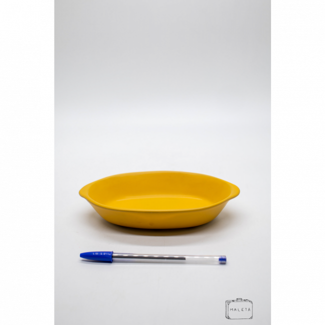 TRAVESSA OVAL CERÂMICA MOSTARDA – PEQUENO