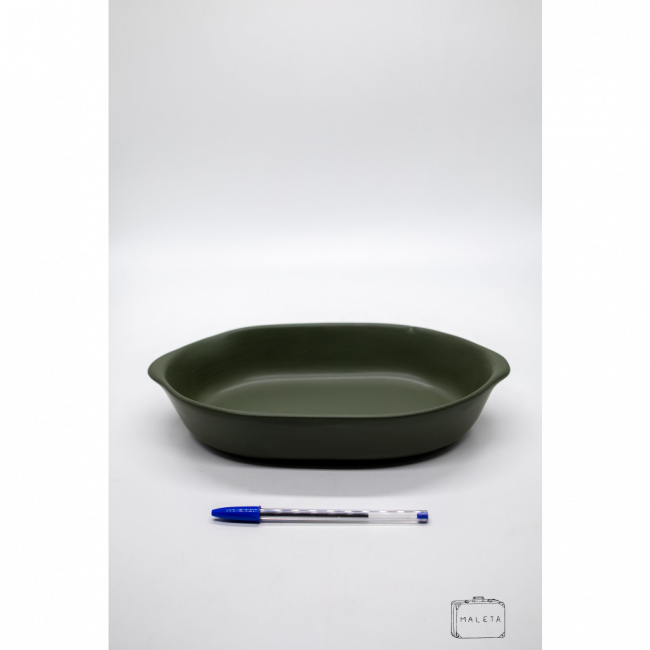 TRAVESSA OVAL CERÂMICA VERDE MUSGO – MÉDIO
