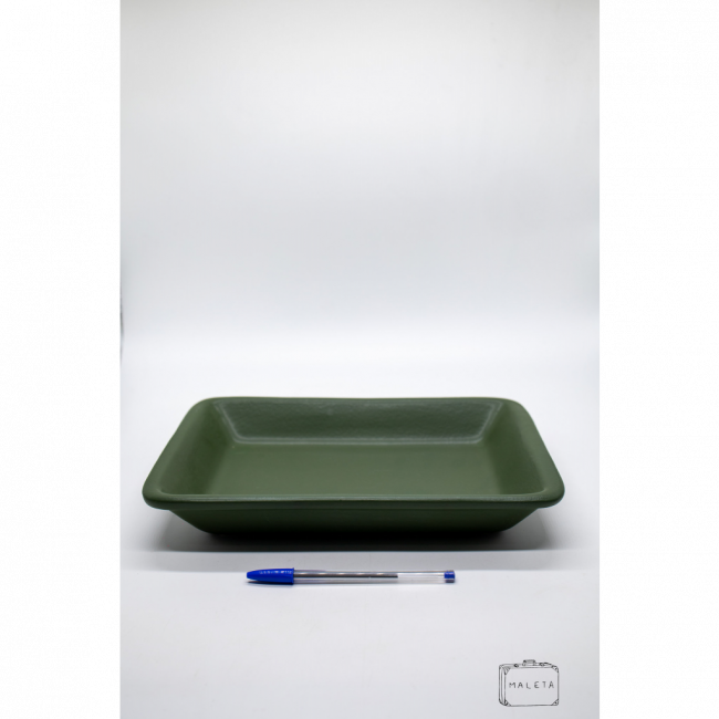 TRAVESSA RETANGULAR CERÂMICA VERDE MILITAR – GRANDE