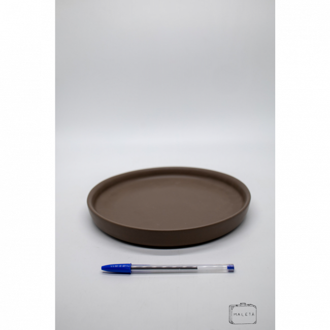 BANDEJA REDONDA CERÂMICA MARROM – MÉDIO