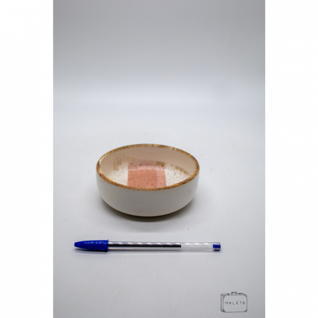 BOWL CERÂMICA BRANCO DETALHES ROSA – PEQUENO