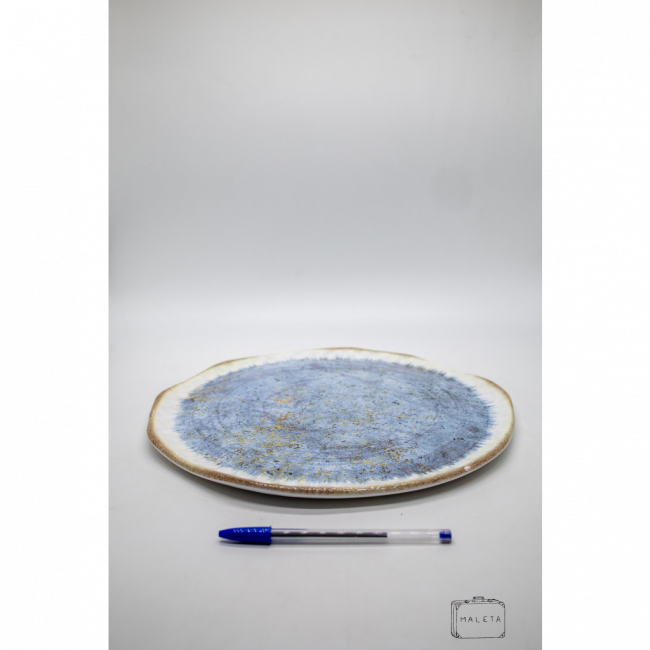 SOUPLAT CERÂMICA ORGÂNICA BRANCO E AZUL BORDA MARROM
