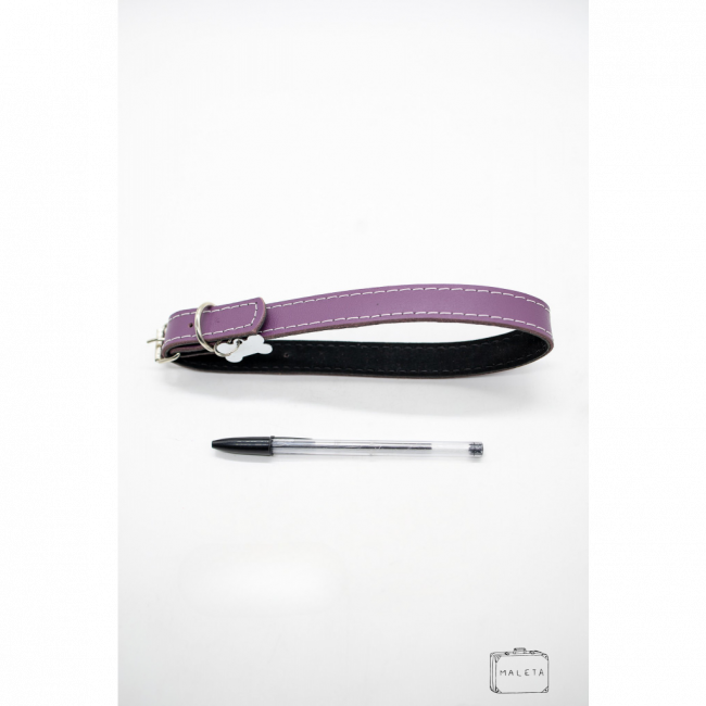 COLEIRA COURO PARA PET ROXA – LS