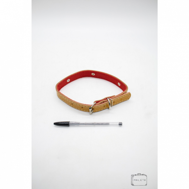 COLEIRA COURO PARA PET MARROM CLARO – LS
