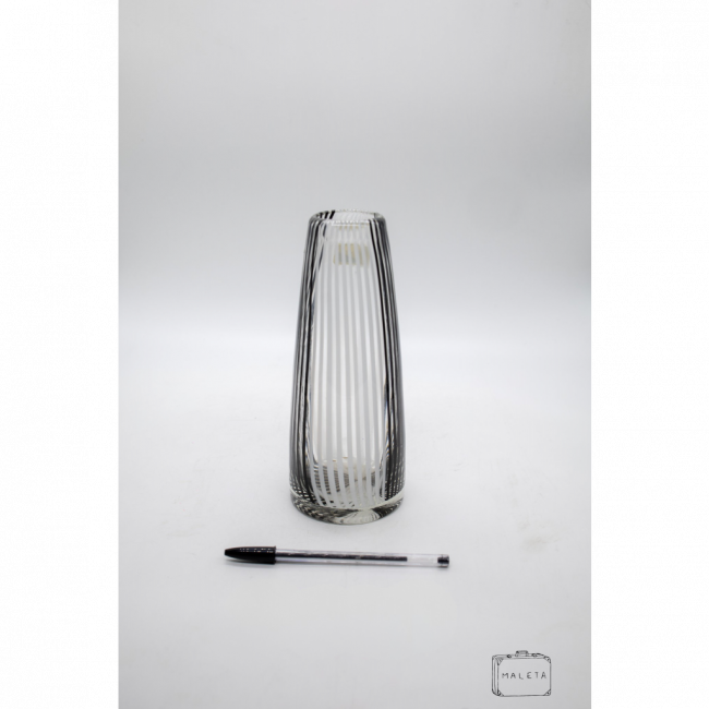 VASO VIDRO CONE ESTAMPA LISTRAS BRANCAS E PRETAS – LS