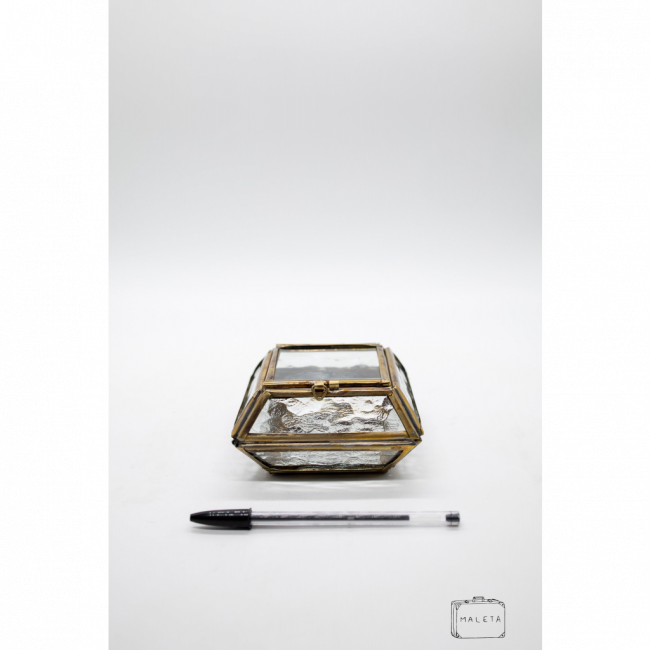 CAIXA DE DECORAÇÃO VIDRO METAL OURO VELHO – PEQUENA