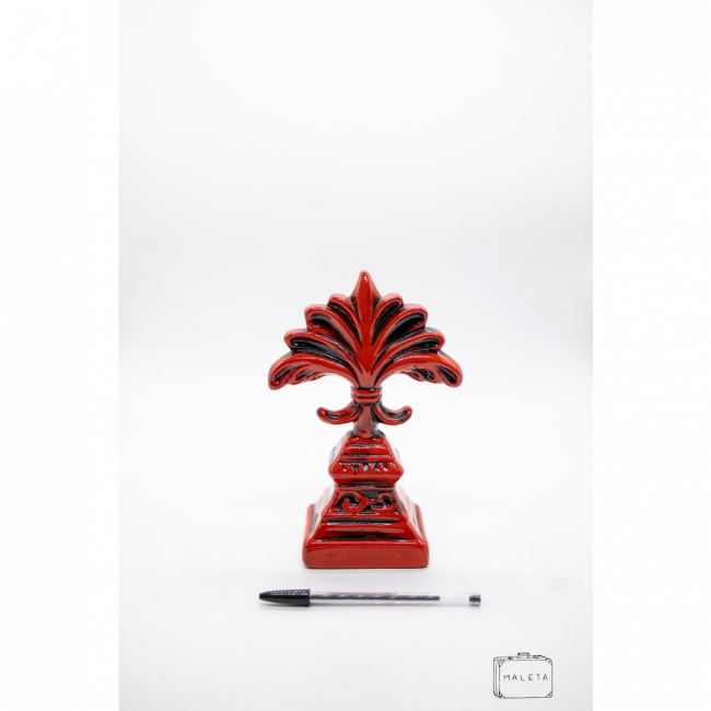 FLOR DE LÍS CERÂMICA VERMELHA PARA DECORAÇÃO