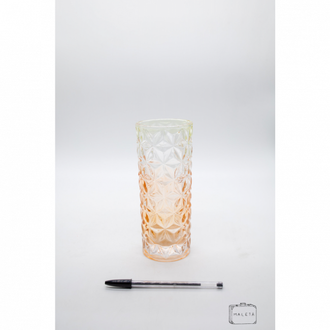 VASO VIDRO TEXTURADO LARANJA CLARO