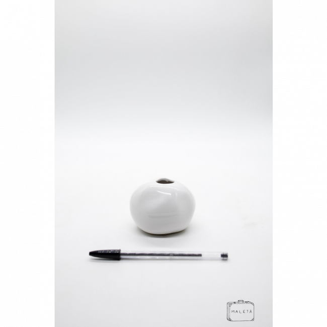 VASO CERÂMICA BOLINHA ORGÂNICO BRANCO – PEQUENO