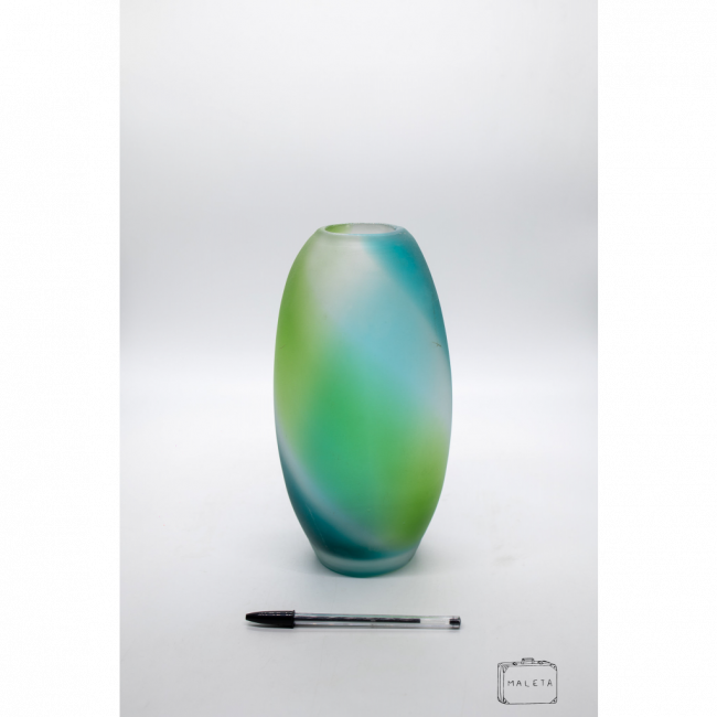 VASO VIDRO JATEADO VERDE E AZUL – MÉDIO