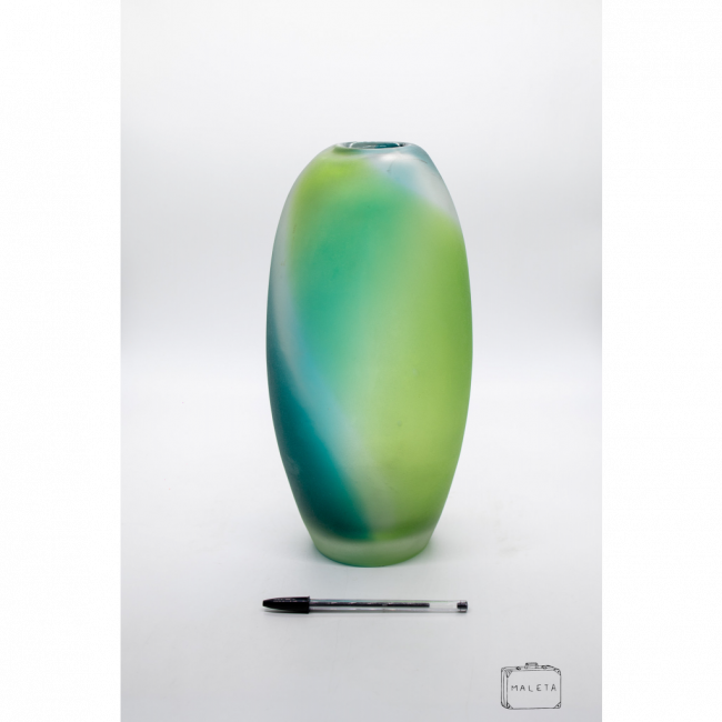 VASO VIDRO JATEADO VERDE E AZUL – GRANDE