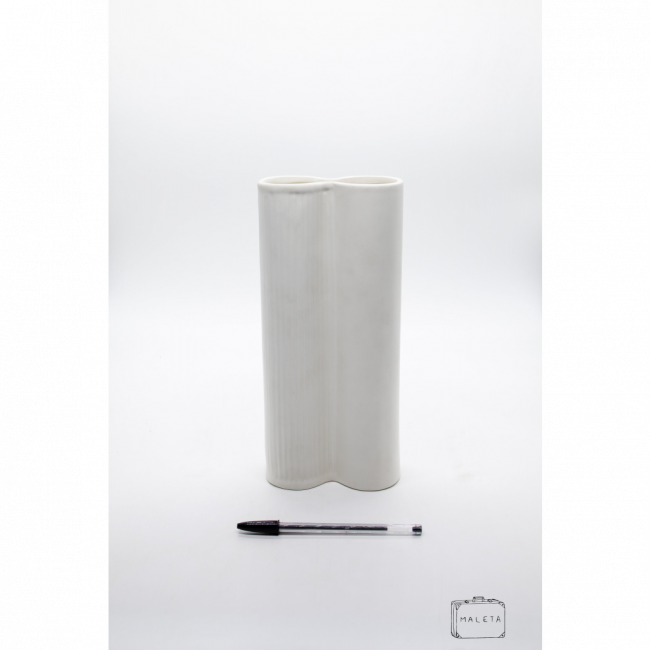 VASO CERÂMICA BRANCO MODELO OITO