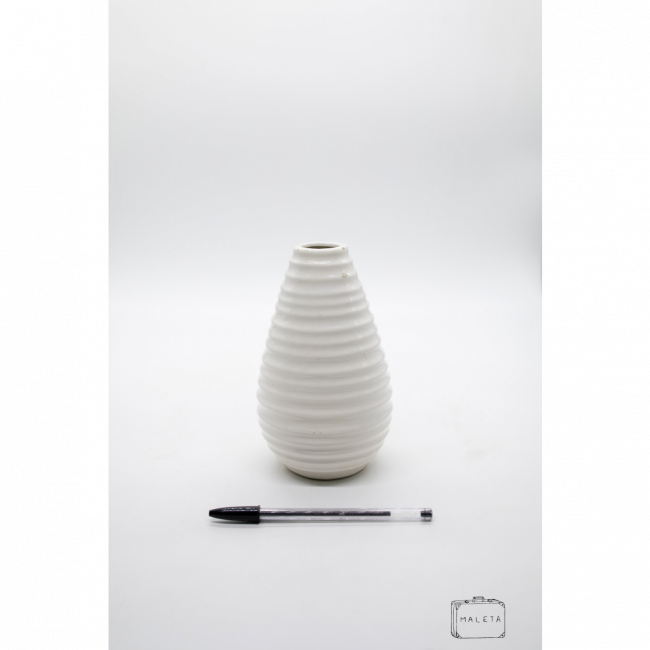 VASO CERÂMICA BRANCO GOTA TEXTURA LISTRAS HORIZONTAIS