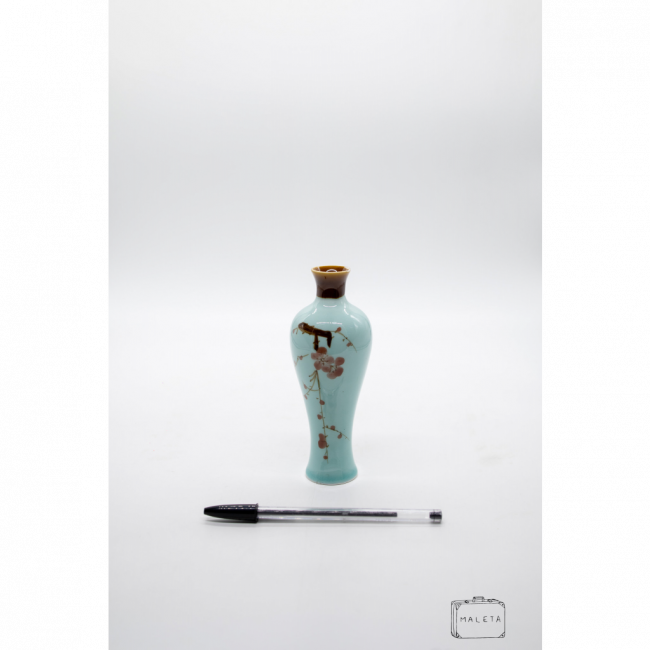 VASO CERÂMICA VERDE MENTA BORDA MARROM